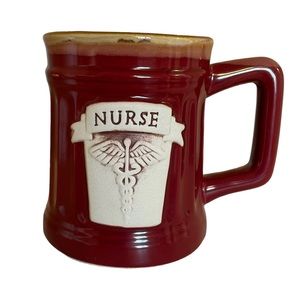 Abbey Press 16 oz. Maroon Brown Ceramic Nurse Caduceus 3D Hot Cold Handle Mug